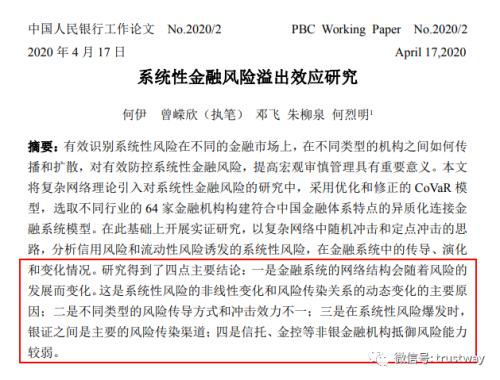 信托等非銀機(jī)構(gòu)風(fēng)險(xiǎn)監(jiān)控 從央行論文到行業(yè)監(jiān)管實(shí)踐